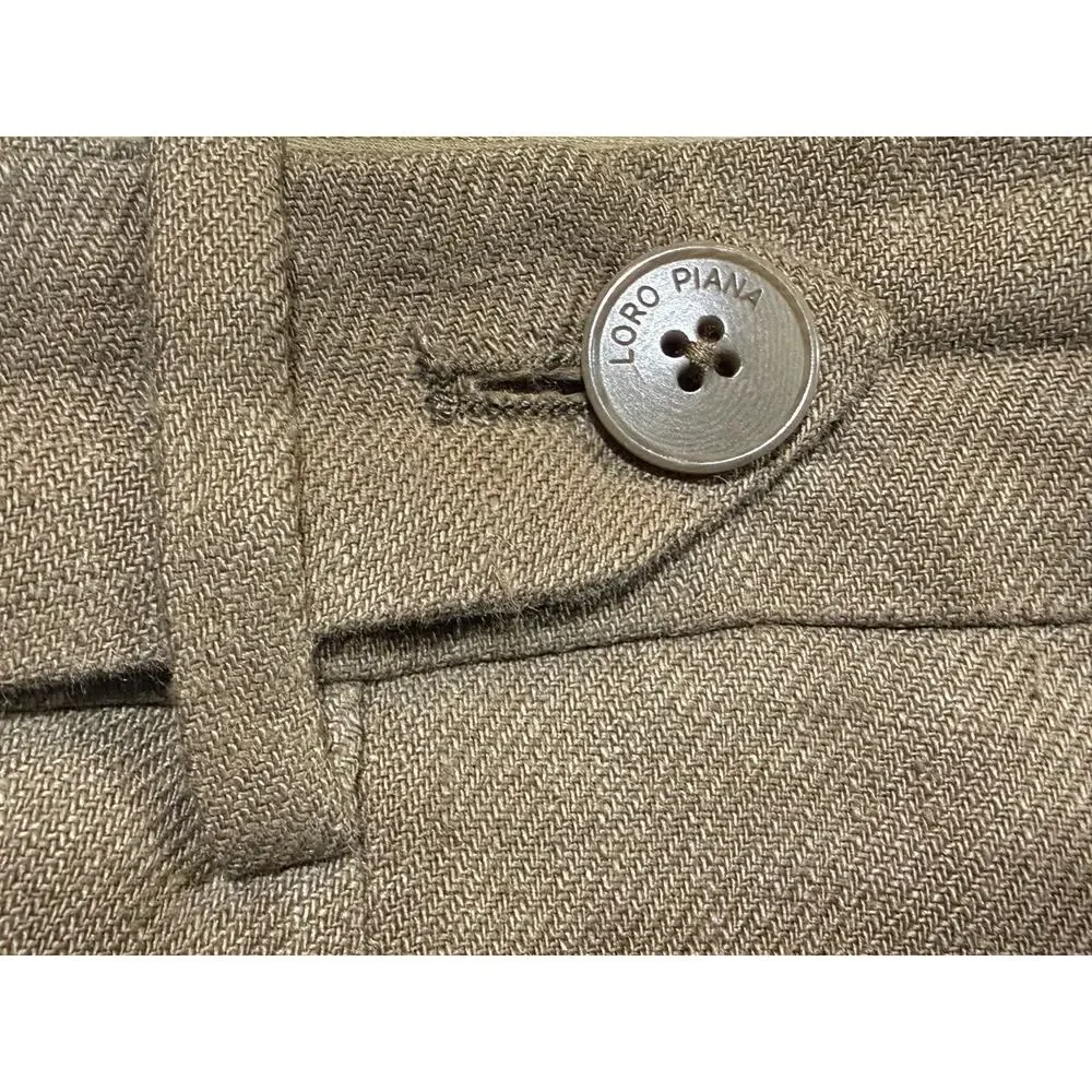 Loro Piana Greenish Brown Linen Trousers Pants Size 50 US 37x30